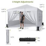 Driftalia 10x10 Pop Up Canopy with Sidewalls, Outdoor Instant Canopy Tent with Carry Bag for Commercial Events, Camping, Backyard Parties - White