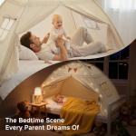 Toddler bed Tent Canopy: Lights & Flags Indoor Floor Twin Bed Kids Tent Play Tent - Twin Bed Curtains - Girls&Boys Play House Bedroom Privacy Space Sleeping Tents Gifts Large Teepee Tent(Golden Beige)