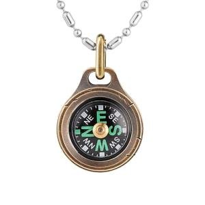 MecArmy CMP Handmade Brass Mini Compass, Pocket Compass Hiking Survival, Small IPX5 Waterproof, Glow-in-The-Dark, Compact, Necklace Pendant, Keychain & Lanyard Mount, Ideal Gift for Women Men