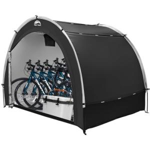 Happy Travel Bike Storage Tent Shed, Outdoor Waterproof Bicycle Covers Shelter with Window for 2/4/6/8 Bikes,Oversized Outside Portable Sheds for Lawn Mower,Garden Tools (Black)