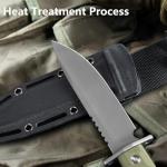 0006 Fixed Blade Knife with Kydex Sheath, 5.9 inch CPM 3V Drop Point Blade with Black G10 Handle, Full Tang Fixed Blade Survival Hunting Knife, for Outdoor, Camping and Hunting