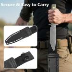 0006 Fixed Blade Knife with Kydex Sheath, 5.9 inch CPM 3V Drop Point Blade with Black G10 Handle, Full Tang Fixed Blade Survival Hunting Knife, for Outdoor, Camping and Hunting