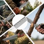 0006 Fixed Blade Knife with Kydex Sheath, 5.9 inch CPM 3V Drop Point Blade with Black G10 Handle, Full Tang Fixed Blade Survival Hunting Knife, for Outdoor, Camping and Hunting