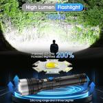 JMNGSHU Flashlight with 10000 Lumens, Type-C Fast Charging & 16-Hour Runtime, 3 Modes, Telescopic Zoom, Waterproof, Compact Handheld Flashlight for Camping, Hiking, Hurricane Prep (2-Pack)