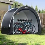 Happy Travel Bike Storage Tent Shed, Outdoor Waterproof Bicycle Covers Shelter with Window for 2/4/6/8 Bikes,Oversized Outside Portable Sheds for Lawn Mower,Garden Tools (Black)