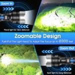 JMNGSHU Flashlight with 10000 Lumens, Type-C Fast Charging & 16-Hour Runtime, 3 Modes, Telescopic Zoom, Waterproof, Compact Handheld Flashlight for Camping, Hiking, Hurricane Prep (2-Pack)