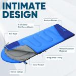 PTEROMY Sleeping Bags for Adults, Lightweight and Machine Washable, Water Resistant Backpacking Camping Sleeping Bag for Warm Cold Weather, Camping Essentials for Hiking Travel (Blue, 1.35kg)