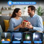 JMNGSHU Flashlight with 10000 Lumens, Type-C Fast Charging & 16-Hour Runtime, 3 Modes, Telescopic Zoom, Waterproof, Compact Handheld Flashlight for Camping, Hiking, Hurricane Prep (2-Pack)