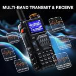 BAOFENG K5PLUS Tri-Band Ham Radio Long Range, UHF VHF 1.25M Handheld 10W Tri-Power Two Way Radio with Airband, NOAA, 2500mAh Battery, Speaker Mic, 999CH, Frequency Copy, Scramble
