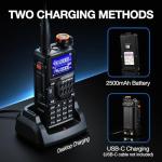 BAOFENG K5PLUS Tri-Band Ham Radio Long Range, UHF VHF 1.25M Handheld 10W Tri-Power Two Way Radio with Airband, NOAA, 2500mAh Battery, Speaker Mic, 999CH, Frequency Copy, Scramble