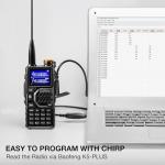 BAOFENG K5PLUS Tri-Band Ham Radio Long Range, UHF VHF 1.25M Handheld 10W Tri-Power Two Way Radio with Airband, NOAA, 2500mAh Battery, Speaker Mic, 999CH, Frequency Copy, Scramble