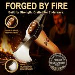 Grumpy Bear Camping Axe 11 Inches with High Carbon Steel, Forged Blade, Natural Wood Handle, Safety Lanyard – for Chopping, Wood Splitting, Hiking, and Outdoor Activities