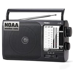 NOAA Weather AM FM Portable Radio with Best Reception, Transistor Radio, 3 X D Battery Operated Radios or AC Power for Household & Outdoor, Plug in Wall by PRUNUS