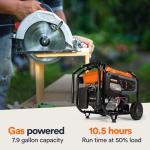 Generac 10,000 Starting Watt Portable Gas Generator - Electric Start - Home Backup or RV Ready - Heavy Duty Frame - Quiet, Long Runtime, Emergency Power - 49-State Compliant