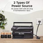 NOAA Weather AM FM Portable Radio with Best Reception, Transistor Radio, 3 X D Battery Operated Radios or AC Power for Household & Outdoor, Plug in Wall by PRUNUS