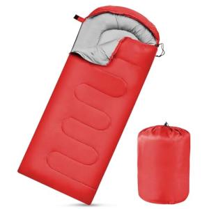 Camping Sleeping Bags for Adults Kids Waterproof Lightweight Sleeping Bag for Cold Weather or Warm Backpacking Hiking Mountaineering Indoor Outdoor Use (Red)