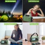 Raynic Emergency Radio, 12000mAh/44400mWh Battery Operated Weather Radio, Solar Hand Crank Radio with AM/FM/SW/NOAA Alert, Cell Phone Charger, Type-C Charging, Flashlight and SOS Siren