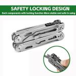 Multitool with Pocket Knife, 28-in-1 Stainless Steel Needle Nose Pliers with Screwdrivers, Self-locking Multi tool EDC Gear with Sheath, Ideal for Survival, Outdoor, Camping