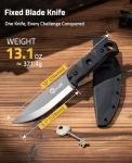 CVLIFE Full Tang Fixed Blade Knife with Sheath,Sharp Blade Made of D2 Steel with Nylon Fiberglass Handle,Survival Knife for Men Outdoor Hunting Camping and EDC Bushcraft,Black