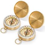 Tebery 2 Pack Classic Pocket Style Copper Clamshell Compass, Glow in The Dark Military Survival Gear, Waterproof Luminous Kids Compass for Hiking Camping Hunting Climbing (Brass)