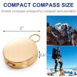 Tebery 2 Pack Classic Pocket Style Copper Clamshell Compass, Glow in The Dark Military Survival Gear, Waterproof Luminous Kids Compass for Hiking Camping Hunting Climbing (Brass)