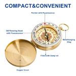 Tebery 2 Pack Classic Pocket Style Copper Clamshell Compass, Glow in The Dark Military Survival Gear, Waterproof Luminous Kids Compass for Hiking Camping Hunting Climbing (Brass)