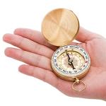 Tebery 2 Pack Classic Pocket Style Copper Clamshell Compass, Glow in The Dark Military Survival Gear, Waterproof Luminous Kids Compass for Hiking Camping Hunting Climbing (Brass)