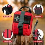 Compact First Aid Kit with Survival Tools - Red