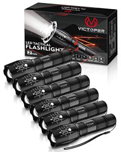 Victoper LED Flashlight 6 Pack, Bright 2000 Lumens Tactical Flashlights High Lumens with 5 Modes, Waterproof Focus Zoom Flash Light, Portable Flashlight for Camping Hiking Outdoor Home Emergency