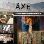 Purple Dragon Camping Hatchet 14.7 Inch Hand Forged Splitting Axe - Outdoor Wood Splitting Chopping & Carving Tool with Leather Sheath Bushcraft Survival Wooden for Men and Women