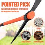REILEIHODE Pick Axe for Digging Heavy Duty Mattock with 34.6” Fiberglass Handle, Shock Absorbing & Ergonomic Anti-Slip, Multipurpose Garden Pick Axe for Landscaping, Digging, Outdoor Camping