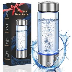 2025 Upgrade Hydrogen Water Bottle, Portable Hydrogen Water Ionizer Machine -SPE PEM Tech, Rechargeable Hydrogen Rich Water Glass Bottle for Travel, Gifts for Women, Christmas Gifts, Gifts Idea