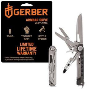 Gerber Gear Armbar Drive 8-in-1 Pocket Knife EDC Multitool with Screwdriver, 2.5" Blade, Onyx