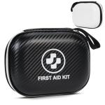 Small First Aid Kit - 185 Pieces Waterproof Emergency Kit for Home, Car, Travel, Camping, Hiking & Outdoor - Portable Hard Case Survival Kit with Premium Supplies(Black/White)
