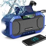 KAYINOW Emergency NOAA Weather Radio, Solar Hand Crank FM AM Radio with Bluetooth Speaker, 5000mAh Battery Powered Phone Charger, Flashlight, IPX5 Waterproof, SOS Alarm for Survival Hurricane Camping