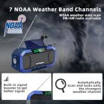 KAYINOW Emergency NOAA Weather Radio, Solar Hand Crank FM AM Radio with Bluetooth Speaker, 5000mAh Battery Powered Phone Charger, Flashlight, IPX5 Waterproof, SOS Alarm for Survival Hurricane Camping