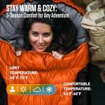 VENTURE 4TH 3-Season XXL Backpacking Sleeping Bag, Camping Sleeping Bags for Adults & Kids - Lightweight, Comfortable, Water Resistant, Ideal for Hiking, Camping & Outdoor – Orange/Gray