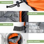 VENTURE 4TH 3-Season XXL Backpacking Sleeping Bag, Camping Sleeping Bags for Adults & Kids - Lightweight, Comfortable, Water Resistant, Ideal for Hiking, Camping & Outdoor – Orange/Gray