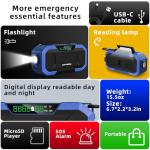 KAYINOW Emergency NOAA Weather Radio, Solar Hand Crank FM AM Radio with Bluetooth Speaker, 5000mAh Battery Powered Phone Charger, Flashlight, IPX5 Waterproof, SOS Alarm for Survival Hurricane Camping