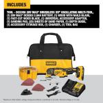 DEWALT 20V Oscillating Tool, Cordless, Wood Blades, Sandpaper, Tool Bag, Battery and Charger Included (DCS356SD1)