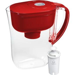 Brita Metro Water Filter Pitcher with SmartLight Change Indicator, BPA-Free, Replaces 1,800 Plastic Water Bottles a Year, Lasts Two Months, Includes 1 Filter, Small - 6-Cup Capacity, Fiery Red