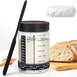 77L Sourdough Starter Jar, 35 oz Sourdough Starter Kit with Date Marker Feeding Band, Thermometer, Food-Grade Scraper, Cloth Cover and Acacia Wood Lid, Sourdough Bread Baking Supplies