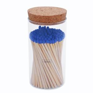Meya Luxury Colored Safety Matches | 4-Inch Long Matches in Glass Jar | Perfect for Lighting Candles | 150 PIECES | 10 CANDLES AND EXTRA EMPTY JAR GIFT (BLUE)