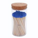 Meya Luxury Colored Safety Matches | 4-Inch Long Matches in Glass Jar | Perfect for Lighting Candles | 150 PIECES | 10 CANDLES AND EXTRA EMPTY JAR GIFT (BLUE)
