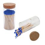 Meya Luxury Colored Safety Matches | 4-Inch Long Matches in Glass Jar | Perfect for Lighting Candles | 150 PIECES | 10 CANDLES AND EXTRA EMPTY JAR GIFT (BLUE)