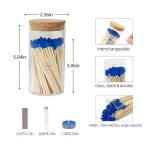 Meya Luxury Colored Safety Matches | 4-Inch Long Matches in Glass Jar | Perfect for Lighting Candles | 150 PIECES | 10 CANDLES AND EXTRA EMPTY JAR GIFT (BLUE)