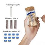 Meya Luxury Colored Safety Matches | 4-Inch Long Matches in Glass Jar | Perfect for Lighting Candles | 150 PIECES | 10 CANDLES AND EXTRA EMPTY JAR GIFT (BLUE)