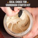 77L Sourdough Starter Jar, 35 oz Sourdough Starter Kit with Date Marker Feeding Band, Thermometer, Food-Grade Scraper, Cloth Cover and Acacia Wood Lid, Sourdough Bread Baking Supplies