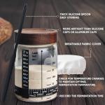77L Sourdough Starter Jar, 35 oz Sourdough Starter Kit with Date Marker Feeding Band, Thermometer, Food-Grade Scraper, Cloth Cover and Acacia Wood Lid, Sourdough Bread Baking Supplies