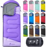 PTEROMY Sleeping Bags for Adults, Lightweight and Machine Washable, Water Resistant Backpacking Camping Sleeping Bag for Warm Cold Weather, Camping Essentials for Hiking Outdoor Travel (Purple)